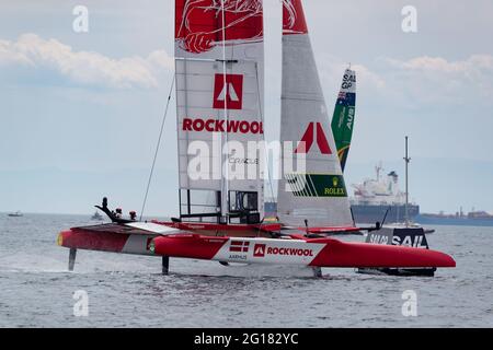 Taranto, Italien. Juni 2021. F50 Dänemark Team während Sail Grand Prix 2021 (Tag 1), Segelrennen in Taranto, Italien, Juni 05 2021 Quelle: Independent Photo Agency/Alamy Live News Stockfoto