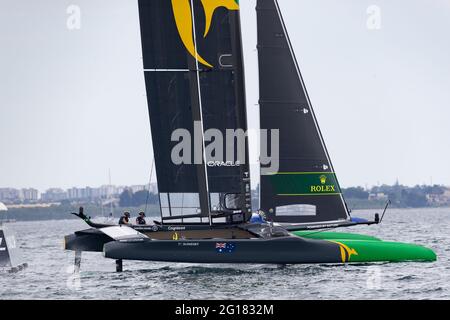 Taranto, Italien. Juni 2021. F50 Australien Team während Sail Grand Prix 2021 (Tag 1), Segelrennen in Taranto, Italien, Juni 05 2021 Quelle: Independent Photo Agency/Alamy Live News Stockfoto