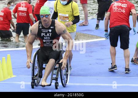 Leeds, Großbritannien. Juni 2021. Plat aus den Niederlanden in Aktion während der AJ Bell 2021 World Triathlon para Series im Roundhay Park, Leeds. Kredit: SPP Sport Pressefoto. /Alamy Live News Stockfoto