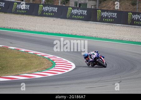 MONTMELLO, SPANIEN, 4. JUNI 2021: Alex Marquez auf seinem #73 Honda RC213V (Team: LCR Honda Castrol/Idemitsu), MotoGP-Weltmeisterschaft 2021 Stockfoto