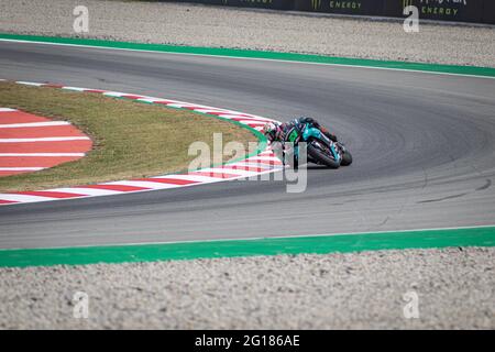 MONTMELLO, SPANIEN, 4. JUNI 2021: Franco Morbidelli auf seiner #21 2021 Yamaha YZR-M1 (Team: Petronas Yamaha SRT), MotoGP-Weltmeisterschaft 2021 Stockfoto