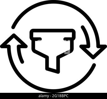 Symbol zum Ändern der Filtersuche. Umrissfilter-Suche ändert Vektor-Symbol für Web-Design auf weißem Hintergrund isoliert Stock Vektor