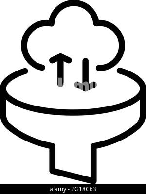 Symbol für die Trichter-Datenwolke. Umriss Funnel Data Cloud Vektor-Symbol für Web-Design isoliert auf weißem Hintergrund Stock Vektor