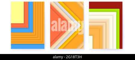 Set von Einbände mit abstraktem geometrischem Muster. Trendige Farben. Minimalistischer Hintergrund. Vektor-3d-Illustration. Stock Vektor