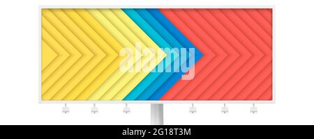 Lange Plakatwand mit abstraktem geometrischem Muster. Die Pfeile zeigen nach rechts. Trendige Farben. Minimalistischer Hintergrund. Vektor-3d-Illustration. Stock Vektor