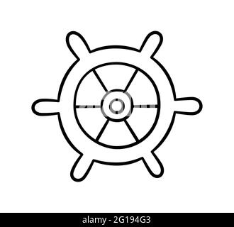 Lenkrad des Schiffes. Kinderzeichnung. Vektorgrafik im Doodle-Stil auf weißem Hintergrund Stock Vektor
