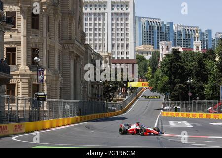 01 Shwartzman Robert (rus), Prema Racing, Dallara F2, Aktion während des 3. Laufs der FIA Formel-2-Meisterschaft 2021 vom 04. Bis 06. Juni 2021 auf dem Baku City Circuit, in Baku, Aserbaidschan - Foto Antonin Vincent / DPPI Stockfoto