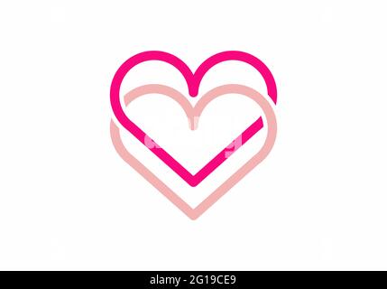 Rosa Farbe des Twin Love Heart Designs Stock Vektor