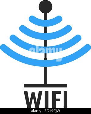 Einfache WiFi-Antenne isoliert auf weiß Stock Vektor