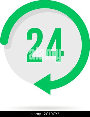 Vierundzwanzig Stunden am Tag grüne Taste Stock Vektor