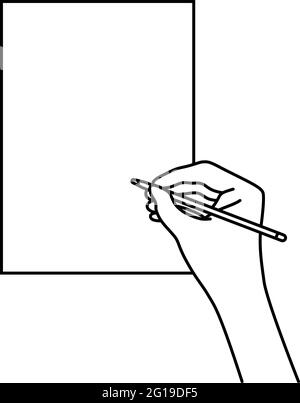 Weibliche Hand, die einen Stift hält und auf Papier schreibt Stock Vektor