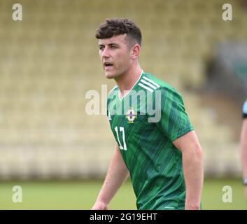 Dumbarton, Schottland .UK 5. Juni 21 Freundschaftliches Spiel.Schottland U-21 V Nordirland U-21 C&G Systems Stadium, Dumbarton. Oisin Smyth Nordirland U-21. Kredit: eric mccowat/Alamy Live Nachrichten Stockfoto