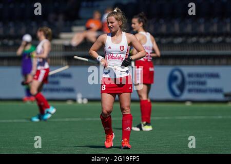 Amstelveen, Niederlande. Juni 2021. AMSTELVEEN, NIEDERLANDE - 6. JUNI: Esme Burge von England während des Eurohockey-Meisterschaftsspiels zwischen England und Italien im Wagener Stadion am 6. Juni 2021 in Amstelveen, Niederlande (Foto von Andre Weening/Orange Picics) Credit: Orange Pics BV/Alamy Live News Stockfoto