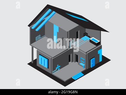 Isometrischer Vektor für Hausreparaturen Stock Vektor