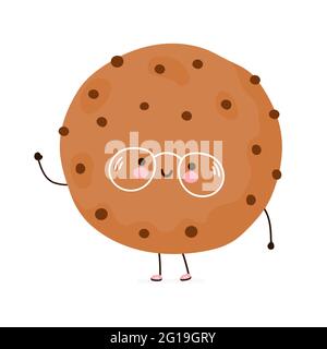 Niedliche lustige Cookie-Figur. Vektor Hand gezeichnet Cartoon kawaii Charakter Illustration Symbol. Isoliert auf weißem Hintergrund. Cookie-Zeichen-Konzept Stock Vektor