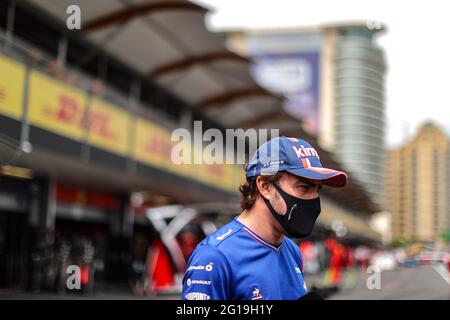 Baku, Aserbaidschan. Juni 2021. Fernando Alonso (ESP) Alpine F1 Team. Quelle: James Moy/Alamy Live News Stockfoto