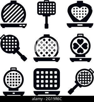 Icon-Set aus Waffeleisen. Einfaches Set von belgischen Waffel-Eisen-Vektor-Icons für Web-Design auf weißem Hintergrund Stock Vektor