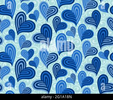 Nahtloses Muster mit schönen Herzen in 5 Farben Stockfoto