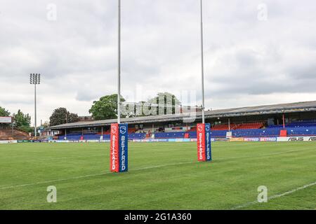 Wakefield, Großbritannien. Juni 2021. Ein allgemeiner Blick auf das Mobile Rocket Stadium vor diesem Nachmittag Betfred Super League Spiel Wakefield Trinity gegen Leigh Centurions in Wakefield, Großbritannien am 6/6/2021. (Foto von Mark Cosgrove/News Images/Sipa USA) Quelle: SIPA USA/Alamy Live News Stockfoto