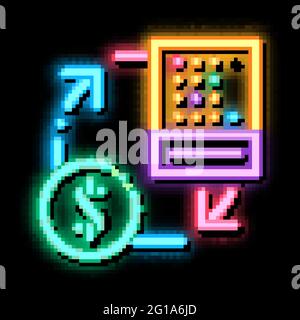 Tauschen Sie Lotterie Blatt für Geld Neon Glow Symbol Illustration Stock Vektor