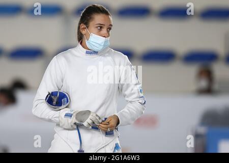 Federica Isola ist ein italienischer Fechter, der 2019 im Team epee eine Bronzemedaille bei den Europameisterschaften im Fechten gewann Stockfoto