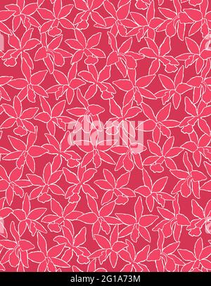 Nahtloses Muster mit Orchideenblumen in 3 Farben Stockfoto