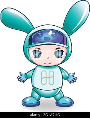 Rabbit Robot Boy. 100% Vektor-Design mit einer wunderbaren Farbkombination. Stock Vektor