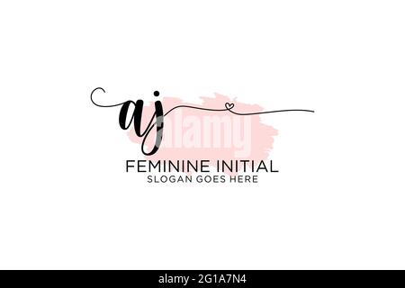 AJ Beauty Monogramm und elegantes Logo Design Handschrift Logo der ersten Unterschrift, Hochzeit, Mode, Blumen und botanischen mit kreativen Vorlage. Stock Vektor