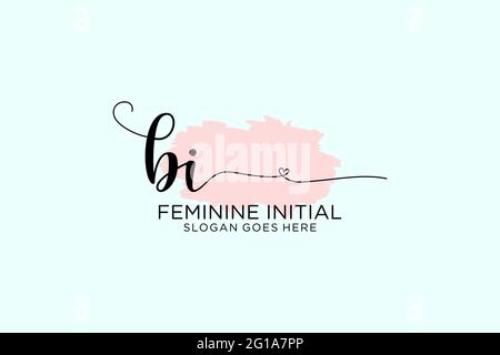 BI Beauty Monogramm und elegantes Logo Design Handschrift Logo der ersten Unterschrift, Hochzeit, Mode, Blumen und botanische mit kreativen Vorlage. Stock Vektor