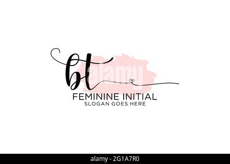 BT Beauty Monogramm und elegantes Logo Design Handschrift Logo der ersten Unterschrift, Hochzeit, Mode, Blumen und botanische mit kreativen Vorlage. Stock Vektor