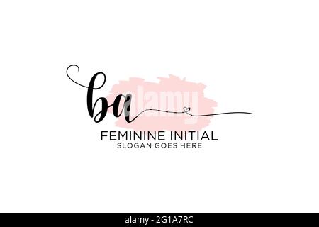 BA Beauty Monogramm und elegantes Logo Design Handschrift Logo der ersten Unterschrift, Hochzeit, Mode, Blumen und botanische mit kreativen Vorlage. Stock Vektor