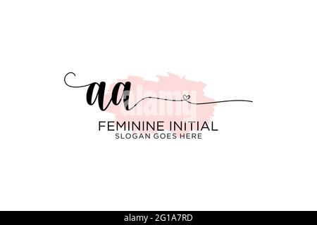 AA Beauty Monogramm und elegantes Logo Design Handschrift Logo der ersten Unterschrift, Hochzeit, Mode, Blumen und botanische mit kreativen Vorlage. Stock Vektor