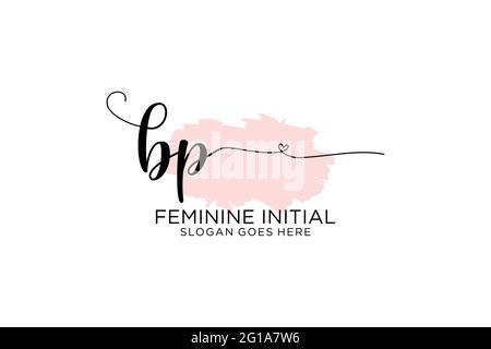 BP Beauty Monogramm und elegantes Logo Design Handschrift Logo der ersten Unterschrift, Hochzeit, Mode, Blumen und botanische mit kreativen Vorlage. Stock Vektor