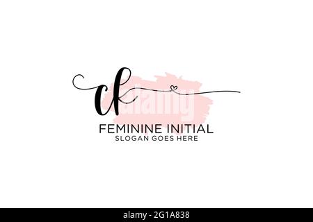 CK Beauty Monogramm und elegantes Logo Design Handschrift Logo der ersten Unterschrift, Hochzeit, Mode, Blumen und botanische mit kreativen Vorlage. Stock Vektor