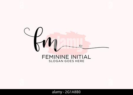 FM Beauty Monogramm und elegantes Logo Design Handschrift Logo der ersten Unterschrift, Hochzeit, Mode, Blumen und botanische mit kreativen Vorlage. Stock Vektor