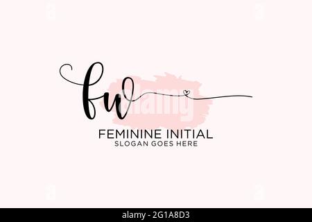 FW Beauty Monogramm und elegantes Logo Design Handschrift Logo der ersten Unterschrift, Hochzeit, Mode, Blumen und botanische mit kreativen Vorlage. Stock Vektor