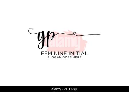 GP Beauty Monogramm und elegantes Logo Design Handschrift Logo der ersten Unterschrift, Hochzeit, Mode, Blumen und botanische mit kreativen Vorlage. Stock Vektor