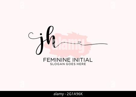 JH Beauty Monogramm und elegantes Logo Design Handschrift Logo der ersten Unterschrift, Hochzeit, Mode, Blumen und botanischen mit kreativen Vorlage. Stock Vektor