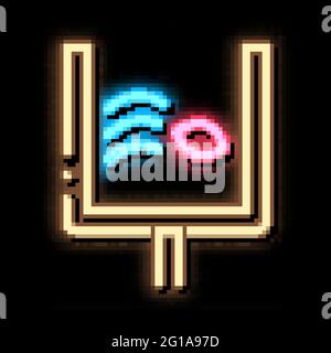 Kugel fliegt am Tor Neonlicht-Symbol-Illustration Stock Vektor
