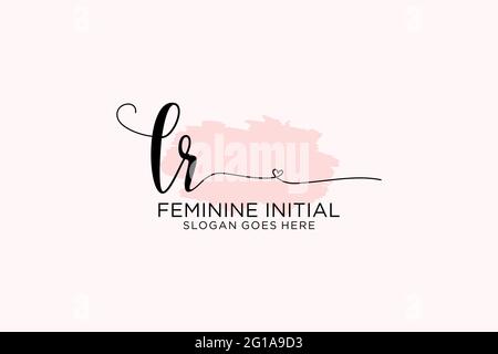 LR Beauty Monogramm und elegantes Logo Design Handschrift Logo der ersten Unterschrift, Hochzeit, Mode, Blumen und botanische mit kreativen Vorlage. Stock Vektor