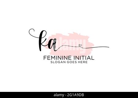 KA Beauty Monogramm und elegantes Logo Design Handschrift Logo der ersten Unterschrift, Hochzeit, Mode, Blumen und botanischen mit kreativen Vorlage. Stock Vektor