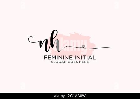 NH Beauty Monogramm und elegantes Logo Design Handschrift Logo der ersten Unterschrift, Hochzeit, Mode, Blumen und botanische mit kreativen Vorlage. Stock Vektor