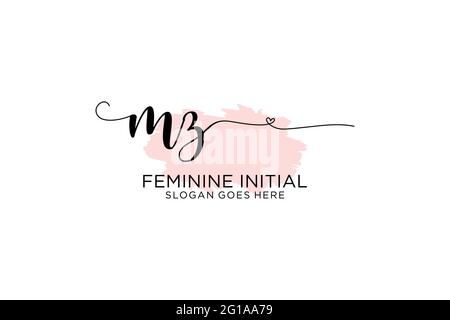 MZ Beauty Monogramm und elegantes Logo Design Handschrift Logo der ersten Unterschrift, Hochzeit, Mode, Blumen und botanische mit kreativen Vorlage. Stock Vektor