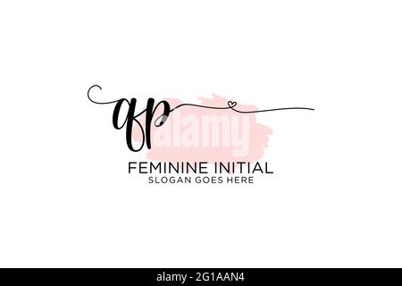 QP Beauty Monogramm und elegantes Logo Design Handschrift Logo der ersten Unterschrift, Hochzeit, Mode, Blumen und botanischen mit kreativen Vorlage. Stock Vektor