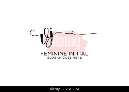 VJ Beauty Monogramm und elegantes Logo Design Handschrift Logo der ersten Unterschrift, Hochzeit, Mode, Blumen und botanischen mit kreativen Vorlage. Stock Vektor