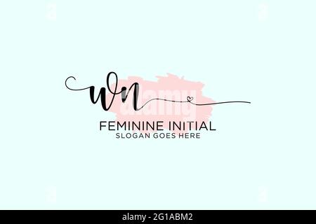 WN Beauty Monogramm und elegantes Logo Design Handschrift Logo der ersten Unterschrift, Hochzeit, Mode, Blumen und botanischen mit kreativen Vorlage. Stock Vektor