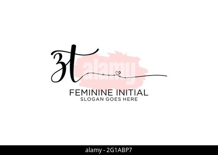 ZT Schönheit Monogramm und elegante Logo-Design Handschrift Logo der ersten Unterschrift, Hochzeit, Mode, Blumen und botanischen mit kreativen Vorlage. Stock Vektor