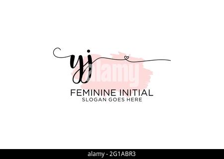 YJ Beauty Monogramm und elegantes Logo Design Handschrift Logo der ersten Unterschrift, Hochzeit, Mode, Blumen und botanische mit kreativen Vorlage. Stock Vektor