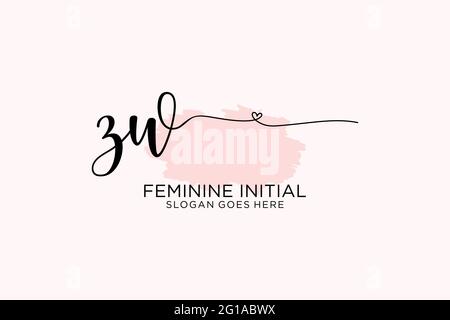 ZW Beauty Monogramm und elegantes Logo Design Handschrift Logo der ersten Unterschrift, Hochzeit, Mode, Blumen und botanische mit kreativen Vorlage. Stock Vektor