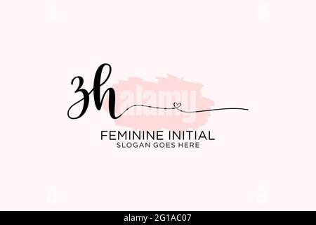 ZH Schönheit Monogramm und eleganten Logo-Design Handschrift Logo der ersten Unterschrift, Hochzeit, Mode, Blumen und botanischen mit kreativen Vorlage. Stock Vektor